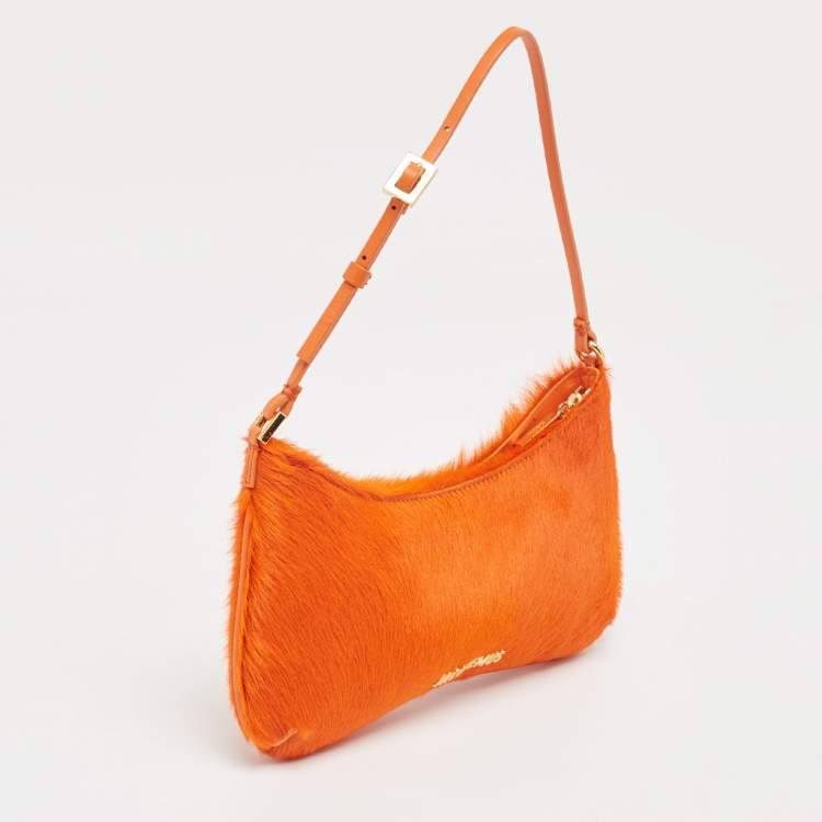 Pre Owned Jacquemus Orange Calf Hair and Leather Le Bisou Baguette Bag