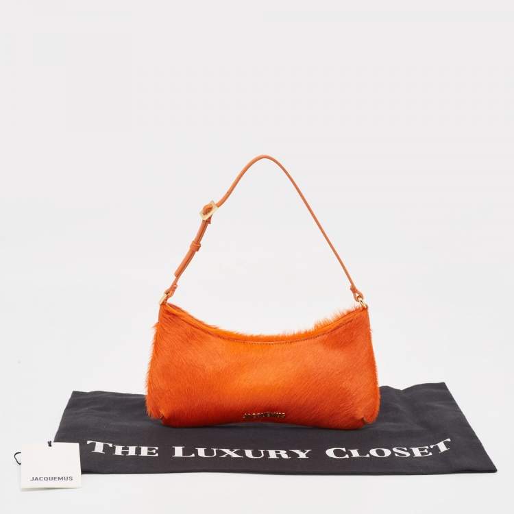 Pre Owned Jacquemus Orange Calf Hair and Leather Le Bisou Baguette Bag