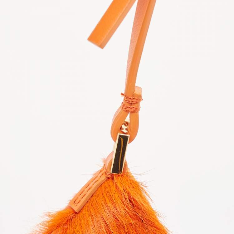 Pre Owned Jacquemus Orange Calf Hair and Leather Le Bisou Baguette Bag