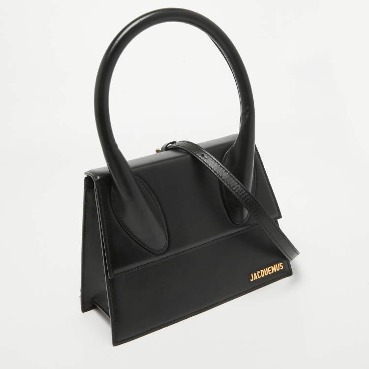 Pre Owned Jacquemus Black Leather Grand Le Chiquito Top Handle Bag