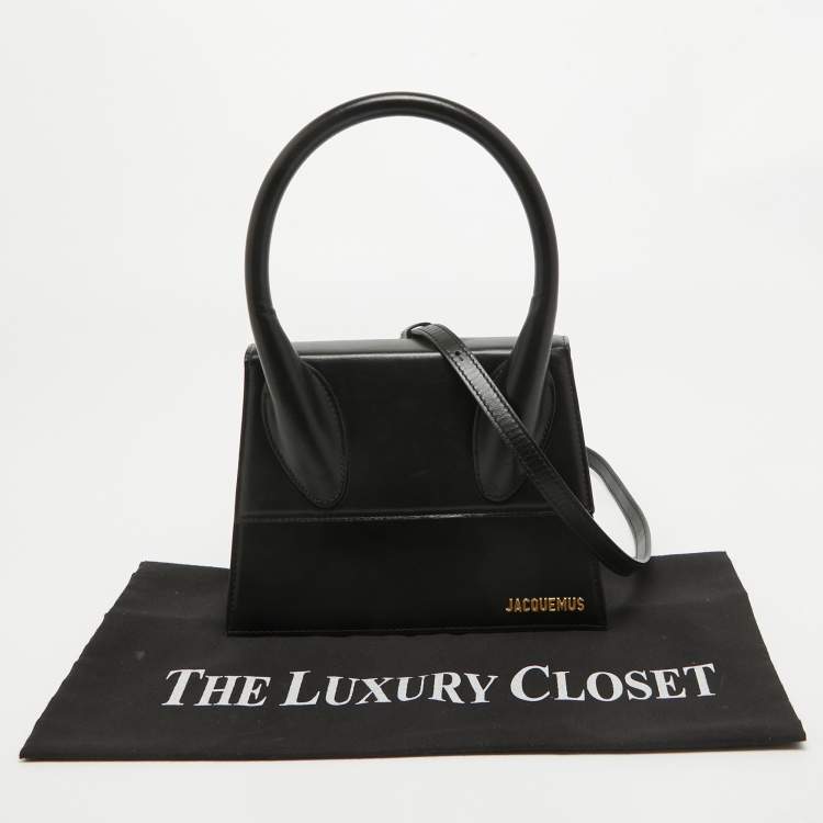 Pre Owned Jacquemus Black Leather Grand Le Chiquito Top Handle Bag