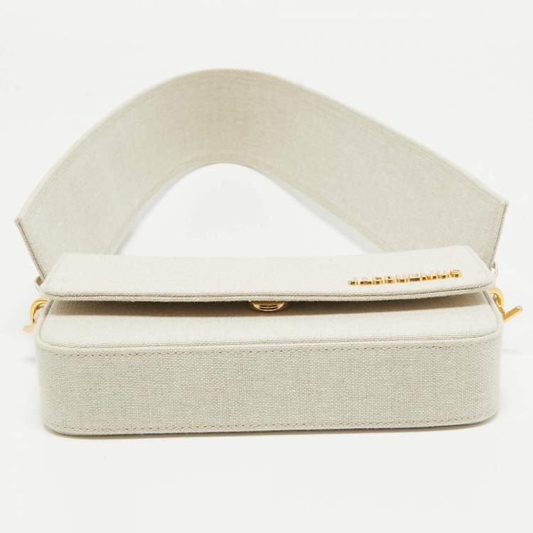 Pre Owned Jacquemus Off White Canvas Le Carinu Logo Shoulder Bag