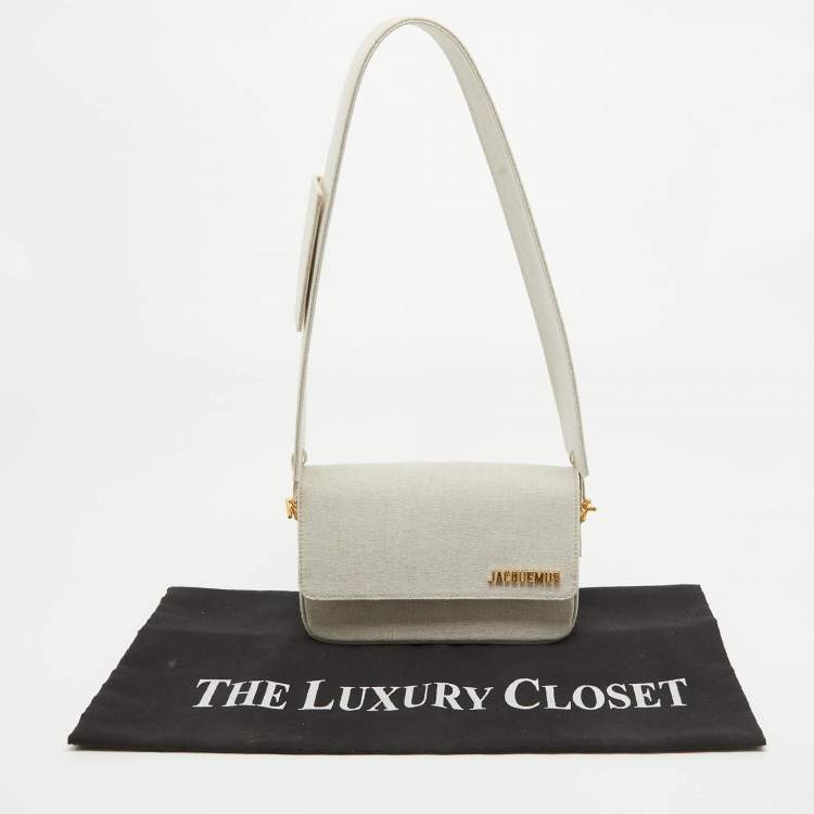 Pre Owned Jacquemus Off White Canvas Le Carinu Logo Shoulder Bag