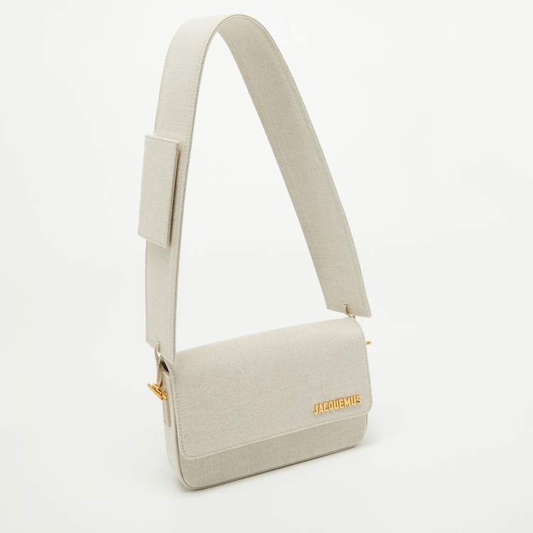 Pre Owned Jacquemus Off White Canvas Le Carinu Logo Shoulder Bag