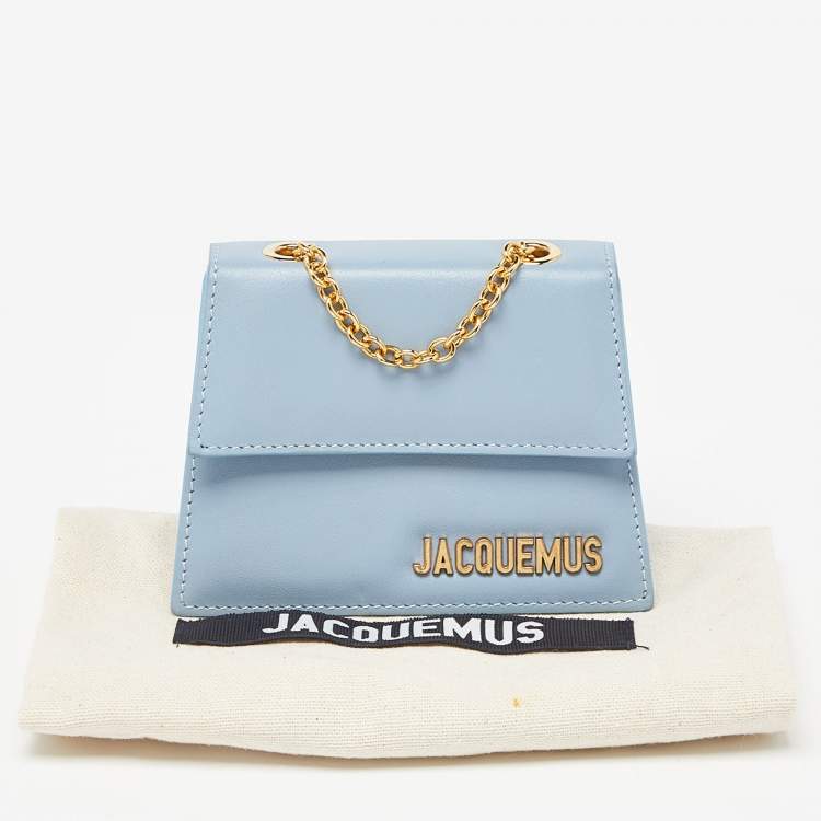 Pre Owned Jacquemus Light Blue Leather Mini Le Piccolo Chain Bag
