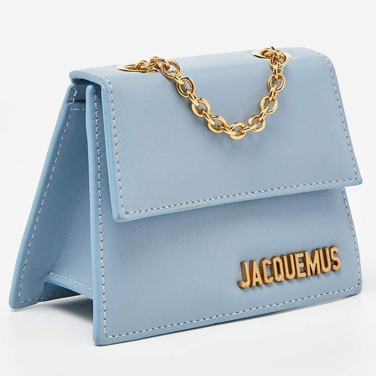 Pre Owned Jacquemus Light Blue Leather Mini Le Piccolo Chain Bag
