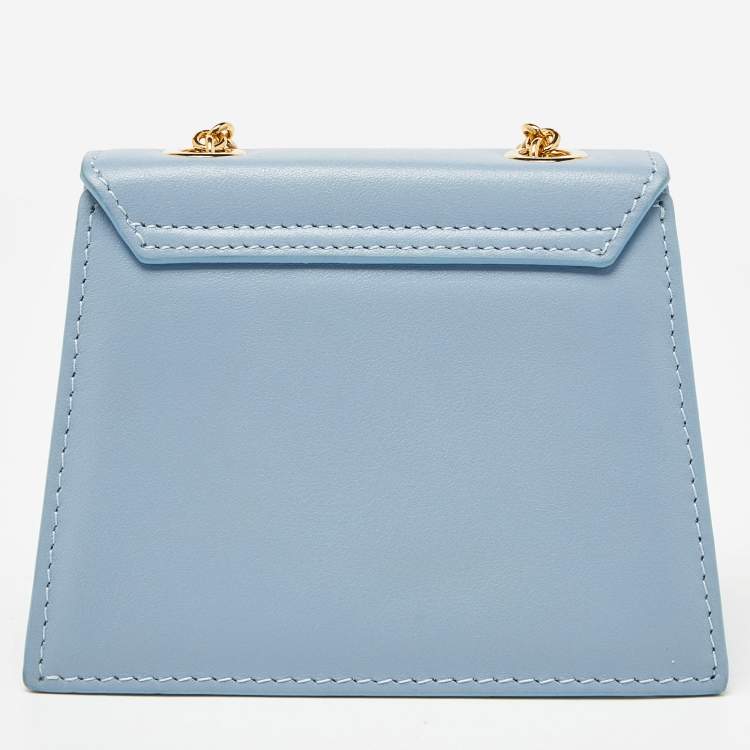 Pre Owned Jacquemus Light Blue Leather Mini Le Piccolo Chain Bag
