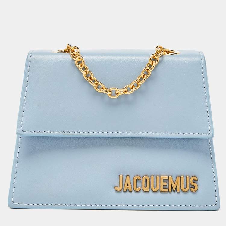 Pre Owned Jacquemus Light Blue Leather Mini Le Piccolo Chain Bag