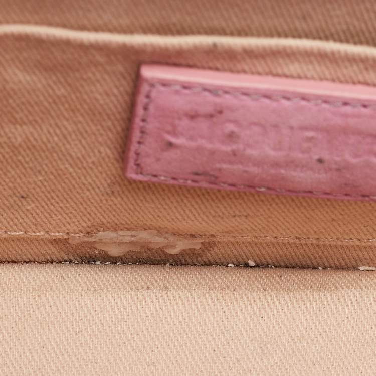 Pre Owned Jacquemus Pink Croc Embossed Suede Long Le Chiquito Top Handle Bag