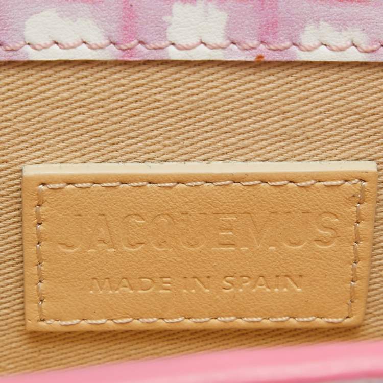 Pre Owned Jacquemus Pink/White Checkered Leather Mini Le Chiquito Top Handle Bag
