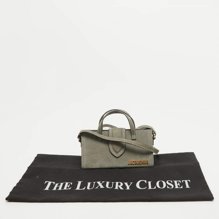 Pre Owned Jacquemus Grey Nubuck Leather Le Porte Lunettes Triangle Bag