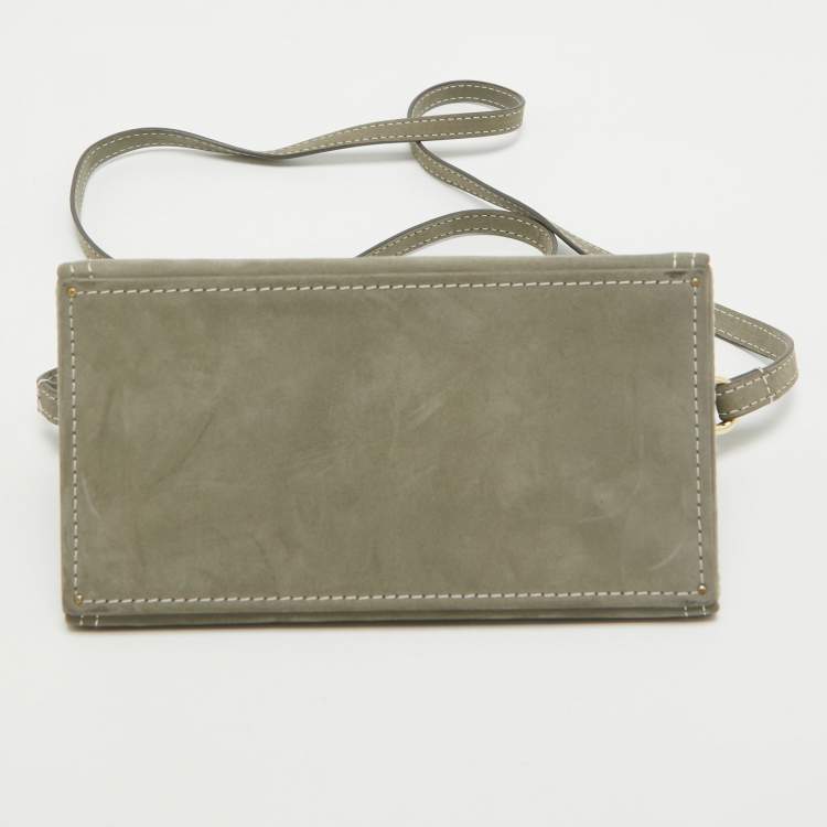 Pre Owned Jacquemus Grey Nubuck Leather Le Porte Lunettes Triangle Bag