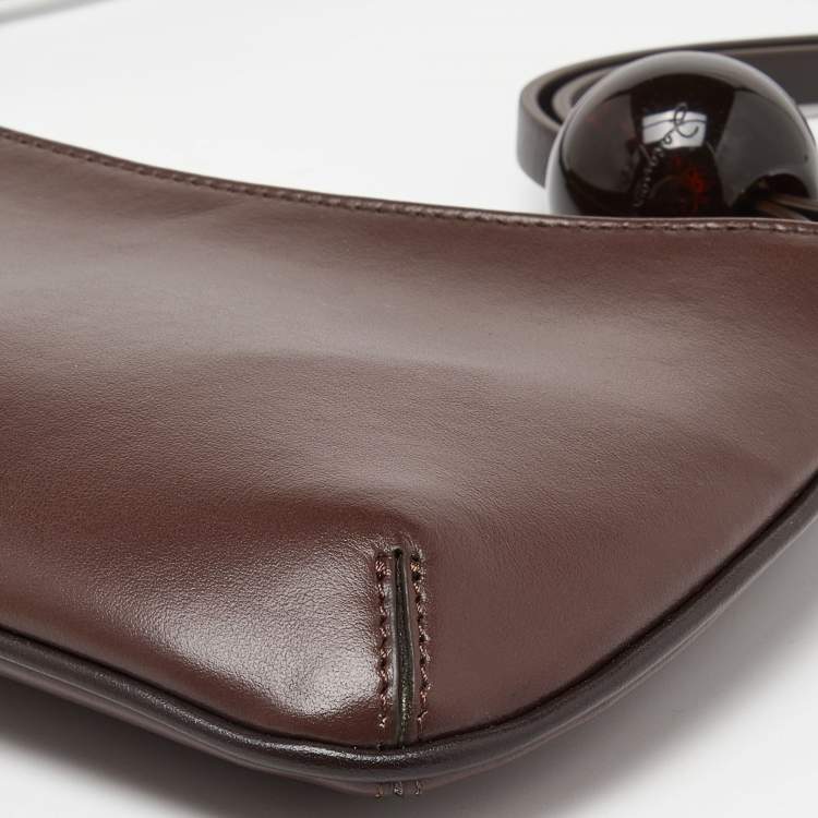 Pre Owned Jacquemus Brown Leather Le Bisou Perle Shoulder Bag