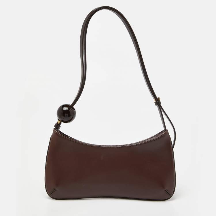 Pre Owned Jacquemus Brown Leather Le Bisou Perle Shoulder Bag