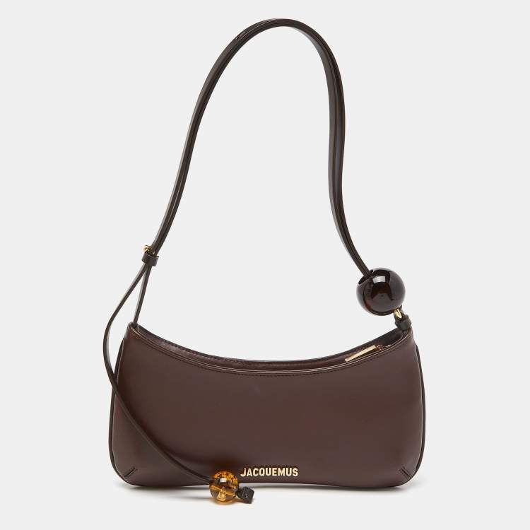 Pre Owned Jacquemus Brown Leather Le Bisou Perle Shoulder Bag