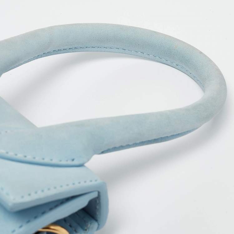 Pre Owned Jacquemus Light Blue Nubuck Leather Mini Le Chiquito Top Handle Bag