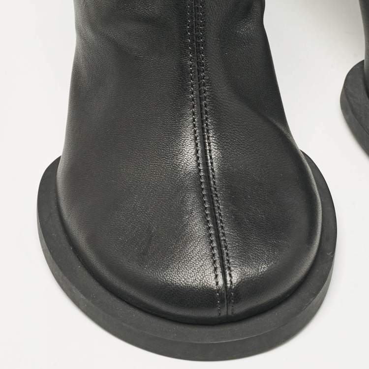 Pre Owned Jacquemus Black Leather Carré Ronds Over The Knee Boots Size 36