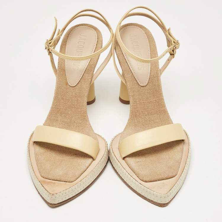 Pre Owned Jacquemus Yellow Leather Novio Sandals Size 37