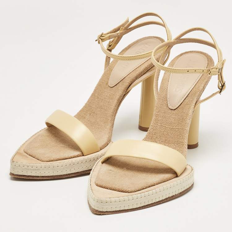 Pre Owned Jacquemus Yellow Leather Novio Sandals Size 37