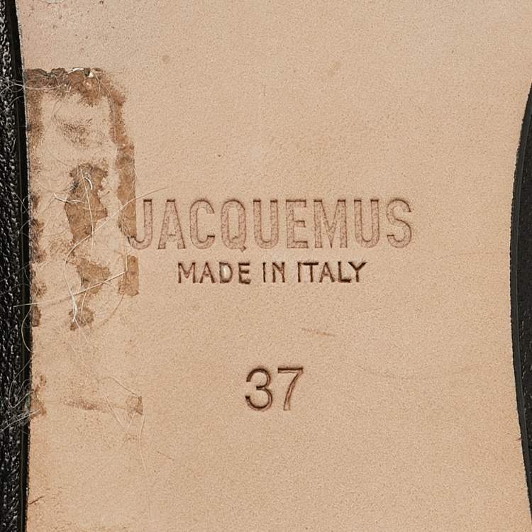 Pre Owned Jacquemus Black Leather Square Toe Mules Size 37