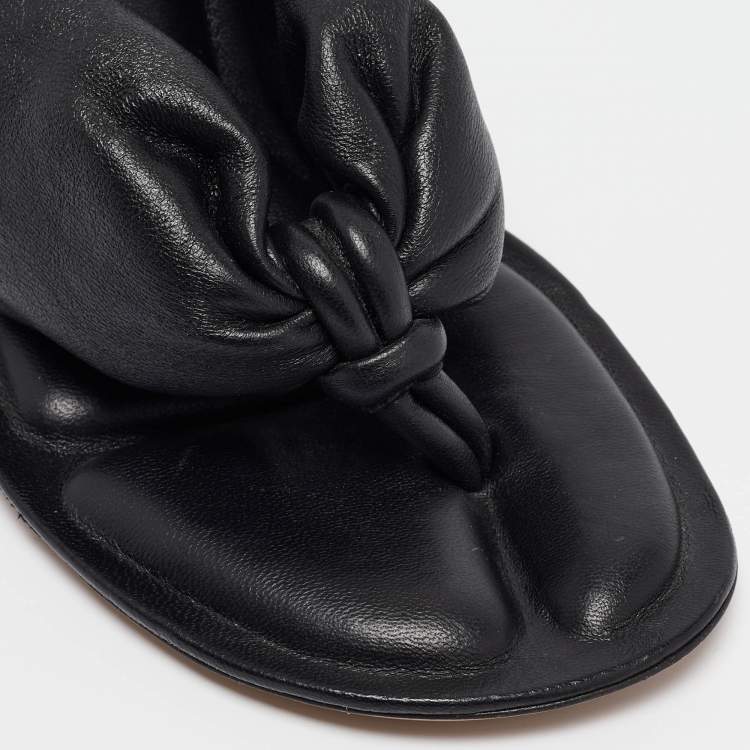 Pre Owned Jacquemus Black Leather Puffy Thong Sandals Size 40