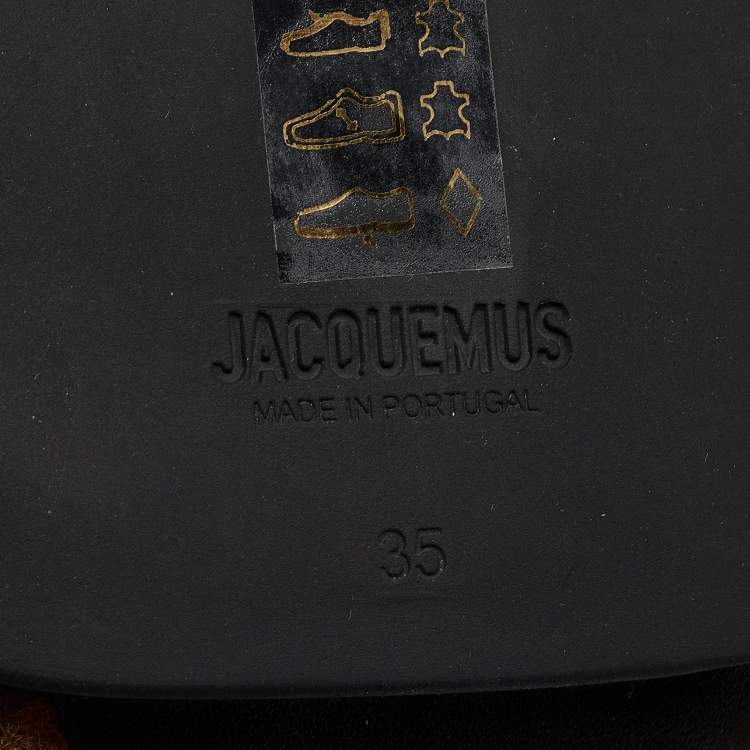 Pre Owned Jacquemus Brown Fur Slide Sandals Size 35