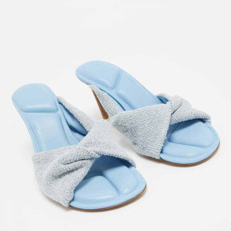 Pre Owned Jacquemus Blue/Grey Fabric and Leather La Banana Sandals Size 39