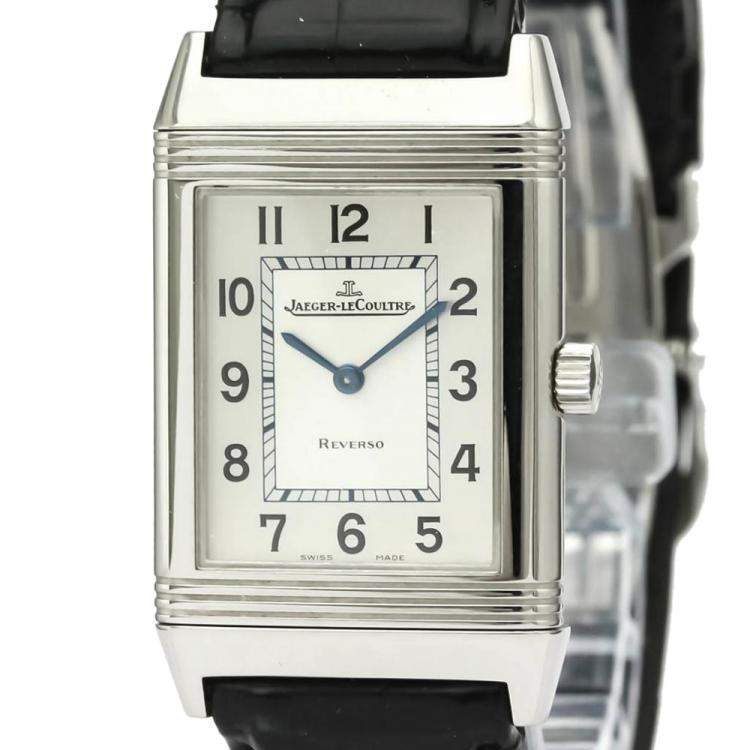 Pre Owned Jaeger LeCoultre Silver Stainless Steel Reverso 252.8.47 Quartz Women's Wristwatch 23 MM