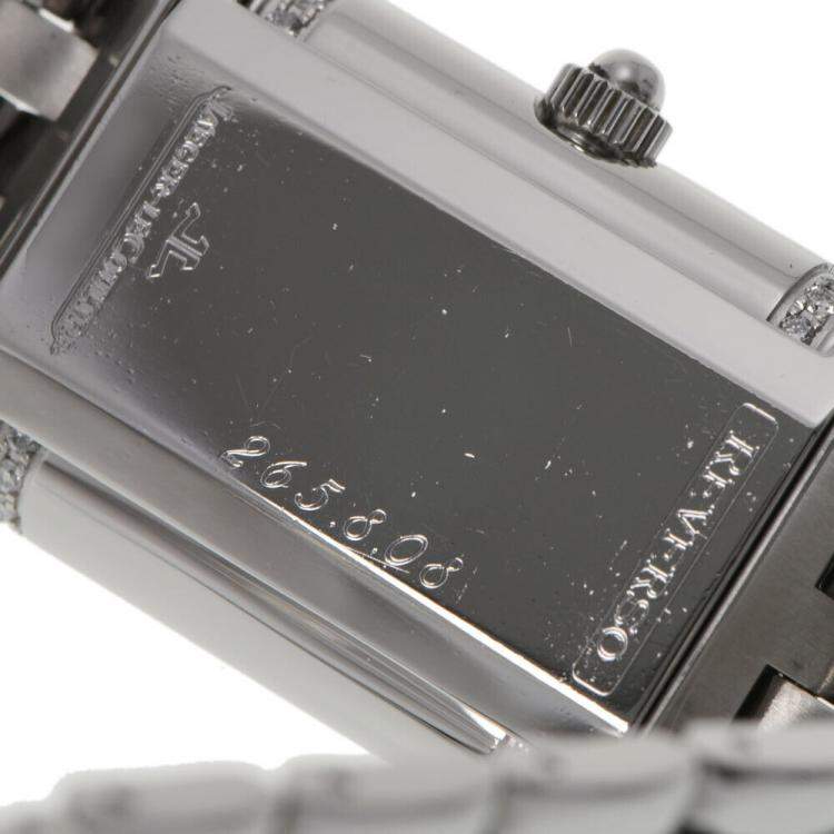 Pre Owned Jaeger LeCoultre Silver Diamond Stainless Steel Reverso 265.8.08 Quartz Women's Wristwatch 21 mm