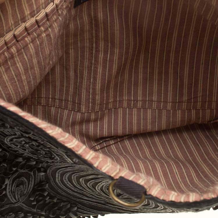 Pre Owned Jamin Puech Black Leather and Canvas Shoulder Bag 