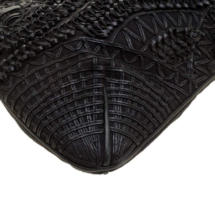Pre Owned Jamin Puech Black Leather and Canvas Shoulder Bag 