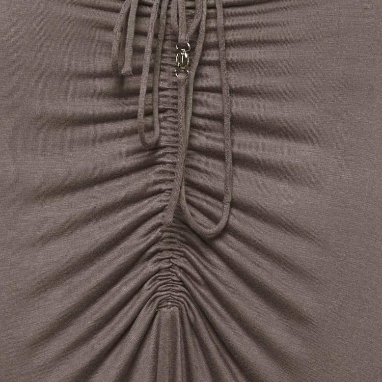 Pre Owned Janthee Brown Jersey Ruched Maxi Skirt S