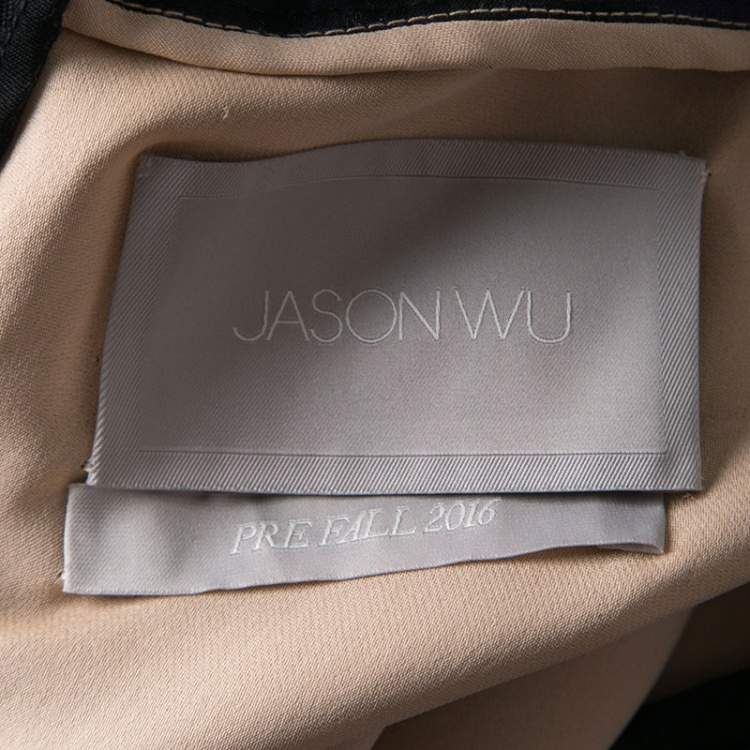 Pre Owned Jason Wu Purple Floral Applique and Jacquard High Low Gown M