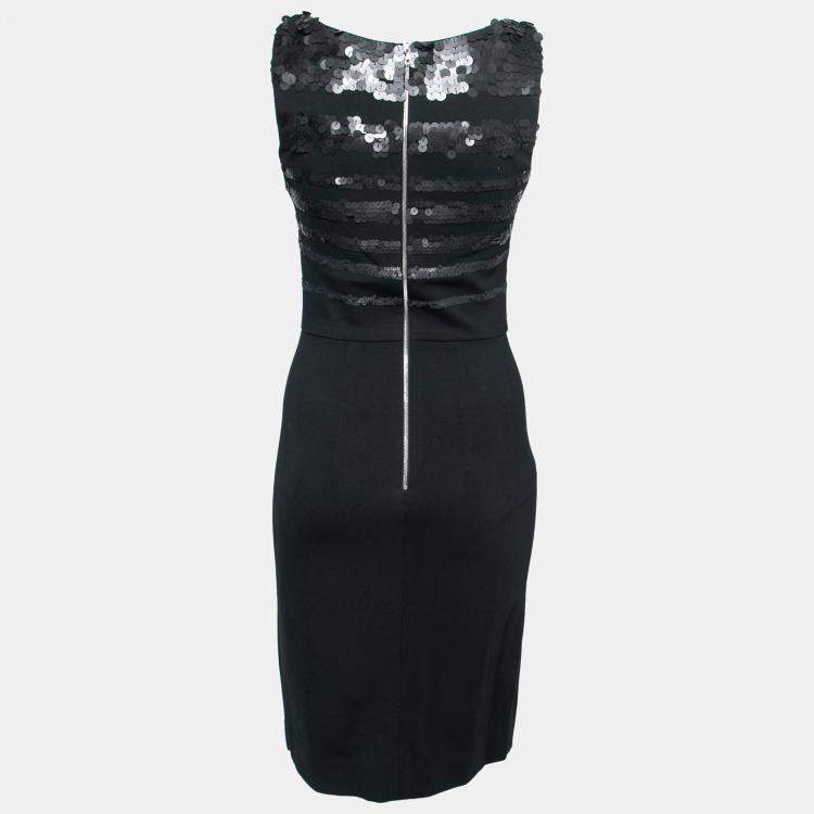 Pre Owned Jason Wu Black Jersey Sequin Embellished Sleeveless Sheath Dress S