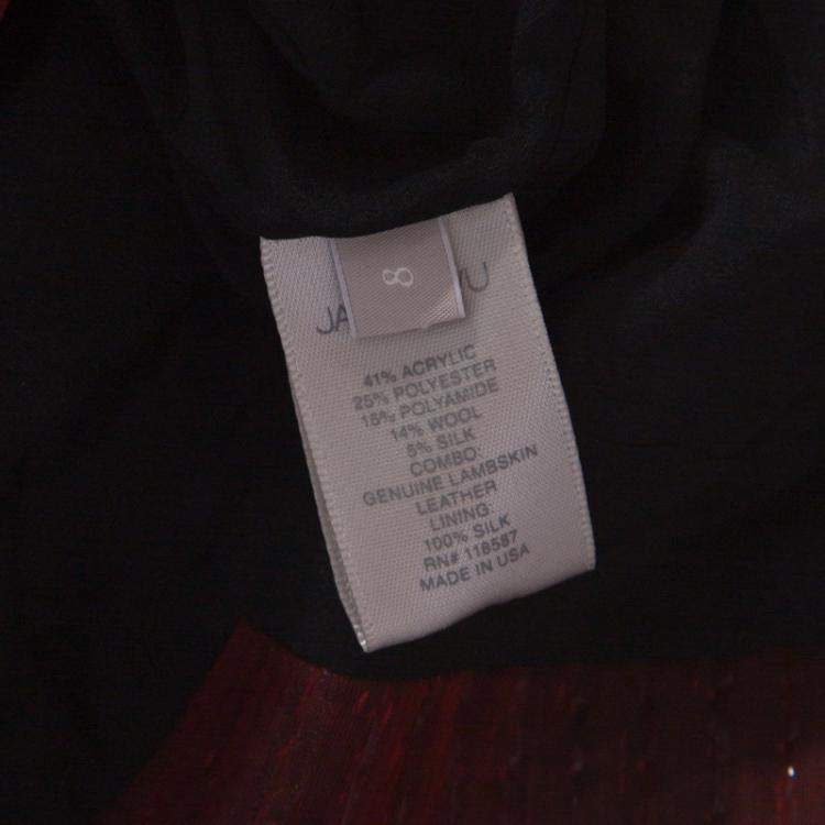 Pre Owned Jason Wu Burgundy and Black Leather Paneled Halter Dress M