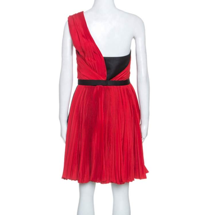 مملوكة مسبقًا Jason Wu Red Crepe Pleated One Shoulder Dress L
