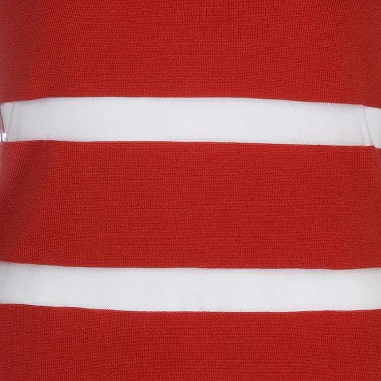 Pre Owned Jason Wu Red Merino Wool Sheer Stripe Detail Sweater S