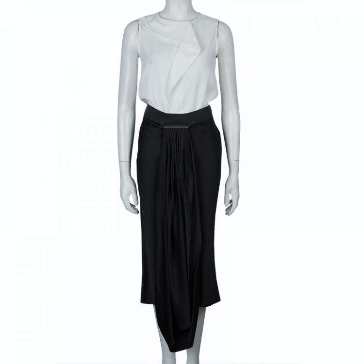 Pre Owned Jason Wu Black Pleated Front Midi Skirt M