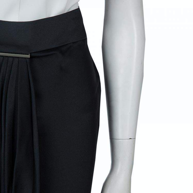 Pre Owned Jason Wu Black Pleated Front Midi Skirt M
