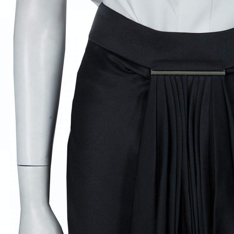 Pre Owned Jason Wu Black Pleated Front Midi Skirt M