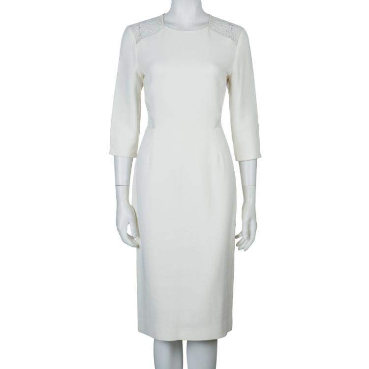 Pre Owned Jason Wu Cream Lace Detail Dress M