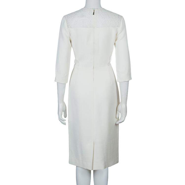 Pre Owned Jason Wu Cream Lace Detail Dress M