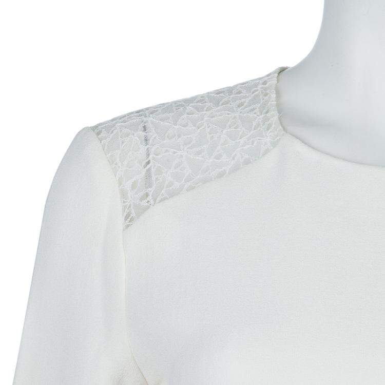 Pre Owned Jason Wu Cream Lace Detail Dress M
