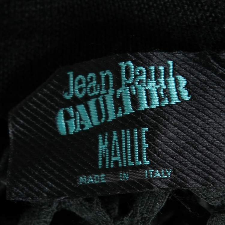 Pre Owned Jean Paul Gaultier Maille Black Patterned Open Knit Long Sleeve Sweater S