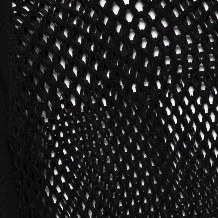 Pre Owned Jean Paul Gaultier Maille Black Patterned Open Knit Long Sleeve Sweater S