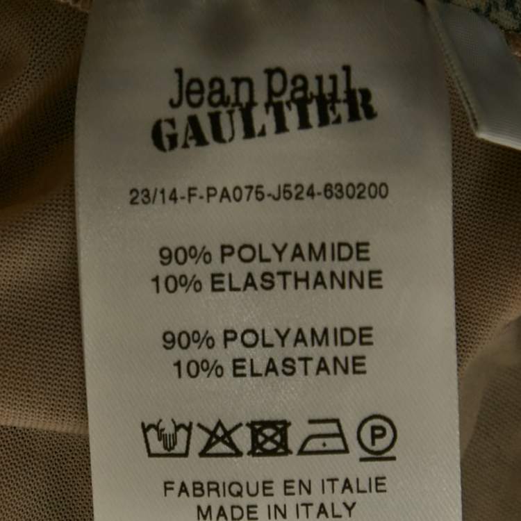Pre Owned Jean Paul Gaultier X KNWLS Beige Trompe-l'oeil Tattoo Print Jersey Leggings S