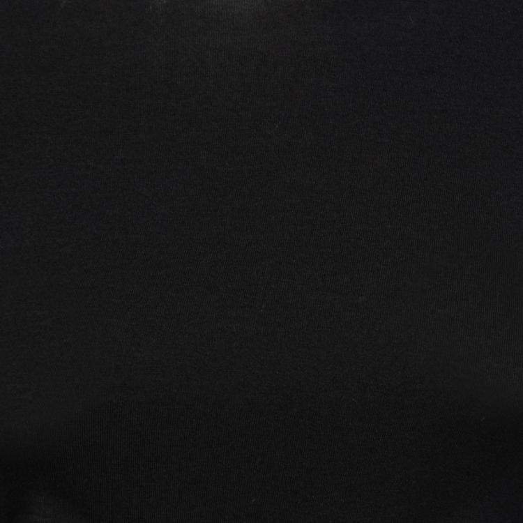 Pre Owned Jean Paul Gaultier Soleil Black Cotton Jersey Distressed Waist Bodycon Dress S