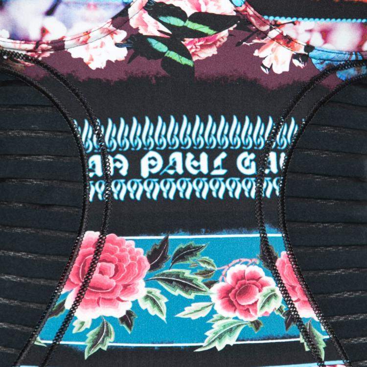 Pre Owned Jean Paul Gaultier Soleil Multicolor Printed Bustier Bodycon Dress XS
