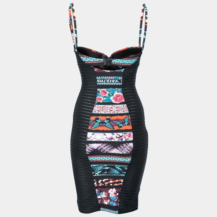Pre Owned Jean Paul Gaultier Soleil Multicolor Printed Bustier Bodycon Dress XS