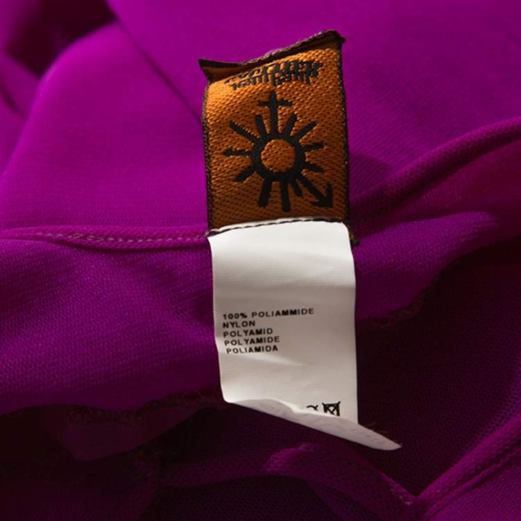 Pre Owned Jean Paul Gaultier Soleil Purple Stretch Beaded Neck Detail Maxi Dress L